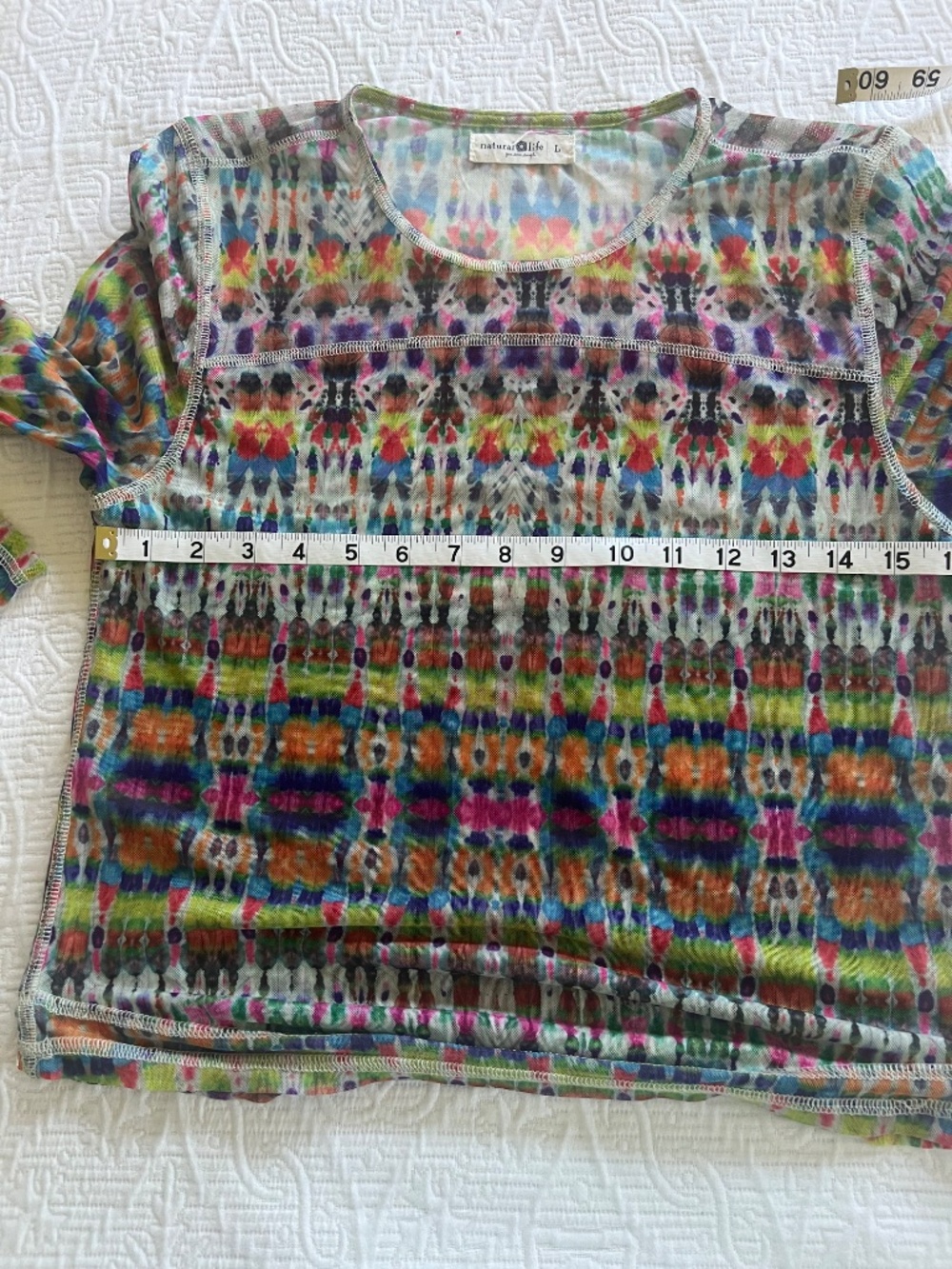 Natural Life Sloane Mesh Long Sleeve Top - Fuchsia Tie Die Sz Large - Picture 9 of 14